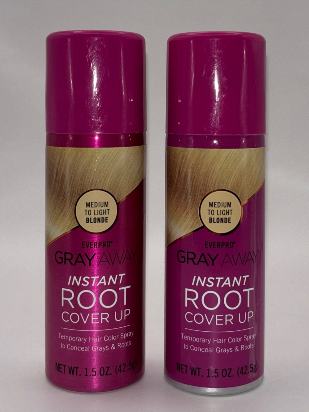 NEW Lot 2 Everpro Gray Away Instant Root Cover Up Medium to Light Blonde